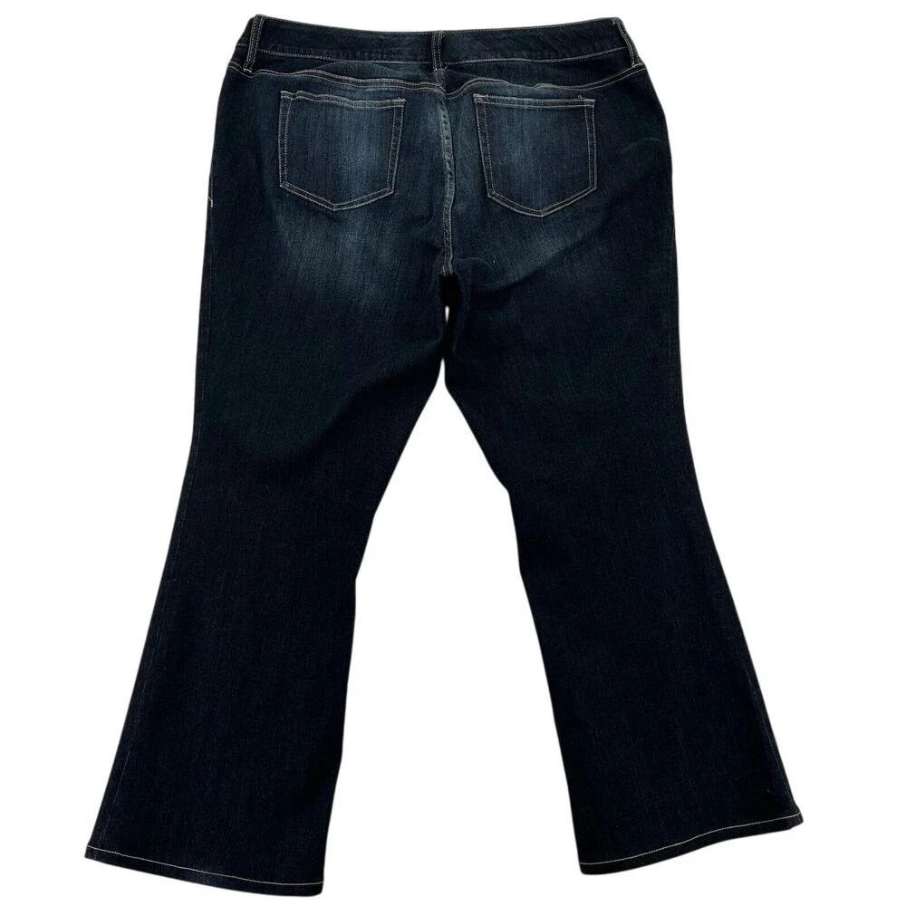 Torrid Size 16R Relaxed Boot Jeans Dark Wash Blue Denim Mid Rise Plus Whiskered